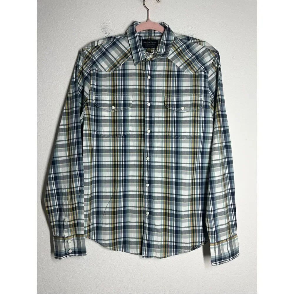 Lucky Brand Mens Saturday Stretch Western Pearl Snap Long Sleeve Shirt Size SP